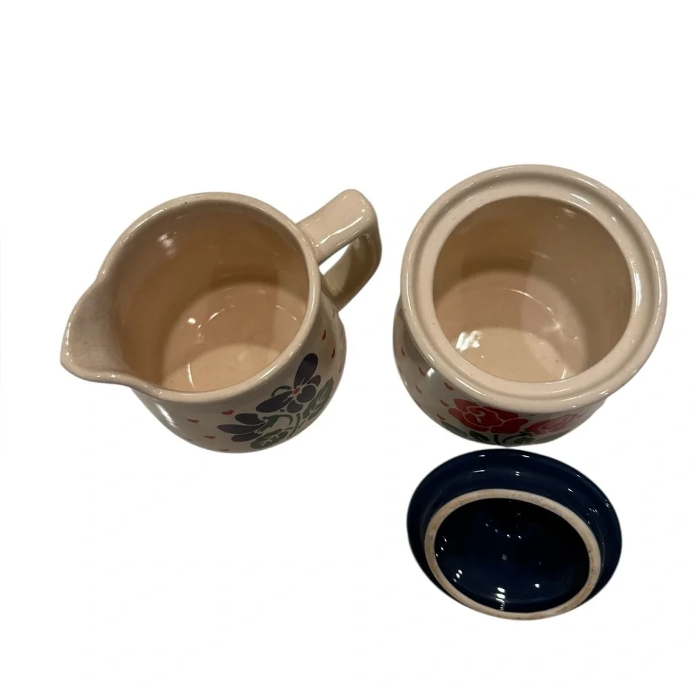 New Avenues “Violets are Blue”  Ceramic Creamer and Sugar Set Cottage Core 80’s